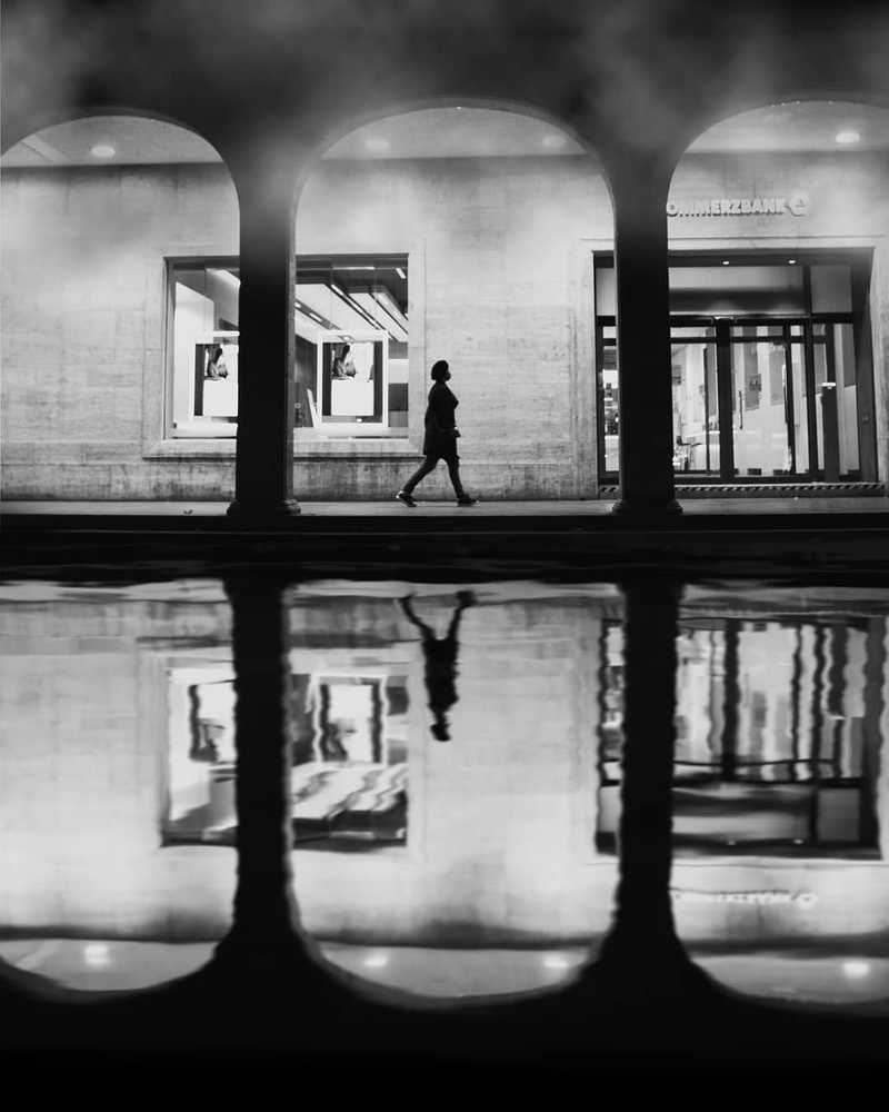 Woman walking through the city